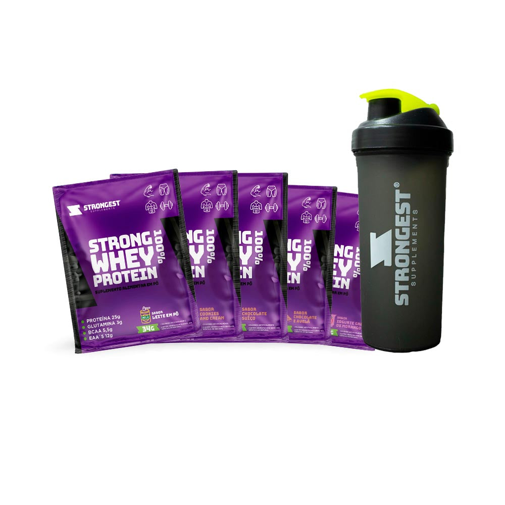 Whey 100% Kit 5 Sachês + Shaker