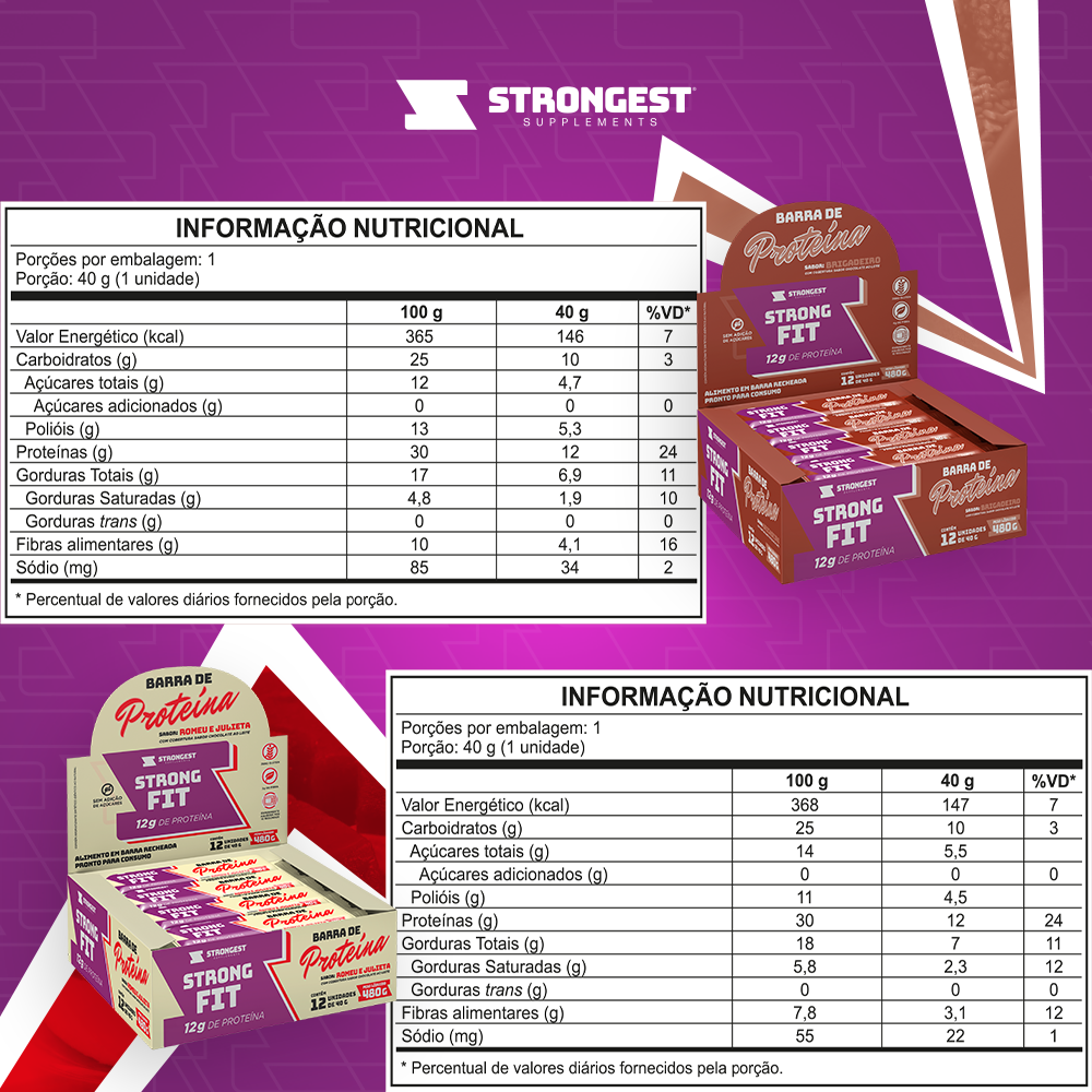 Caixa 12 un Strong Fit Barra de Proteína