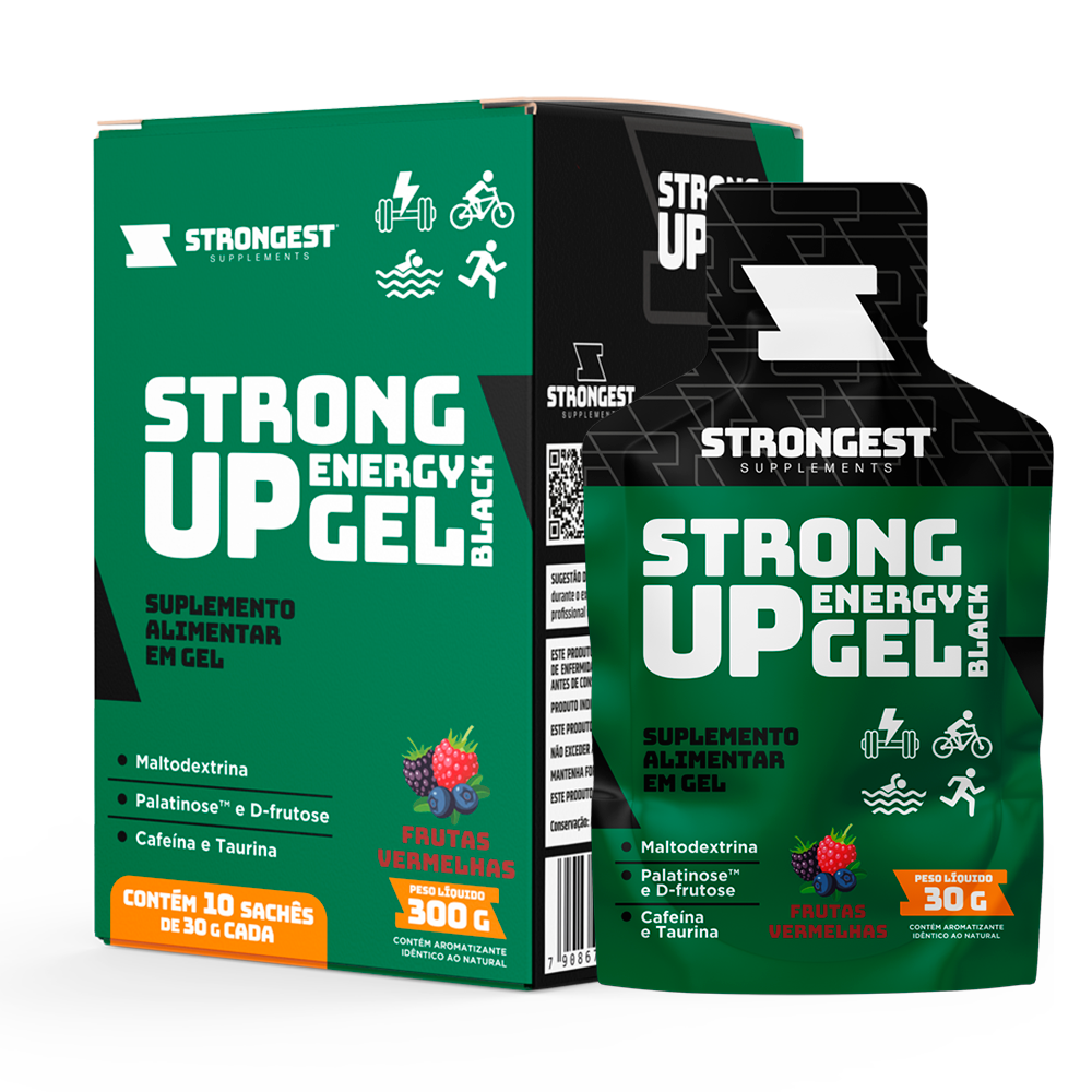 Strong Up Energy Gel Black - Caixa 10 Sachês