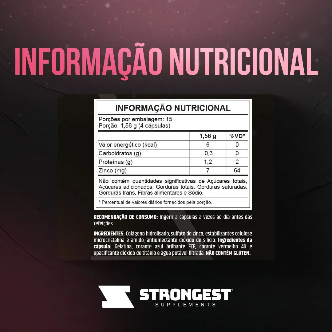 Colágeno e Zinco 60 Cápsulas