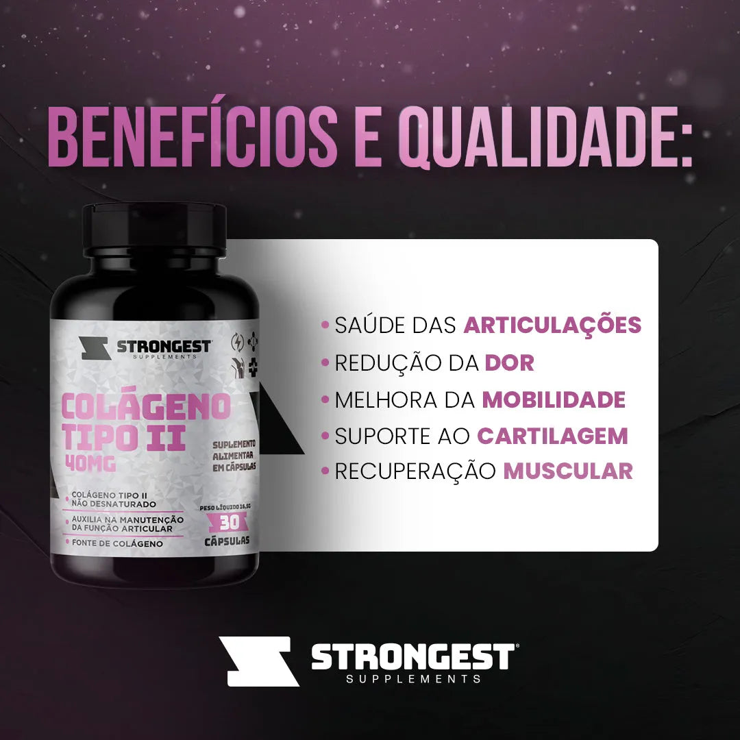 Colágeno Tipo II 40mg 30 Cápsulas