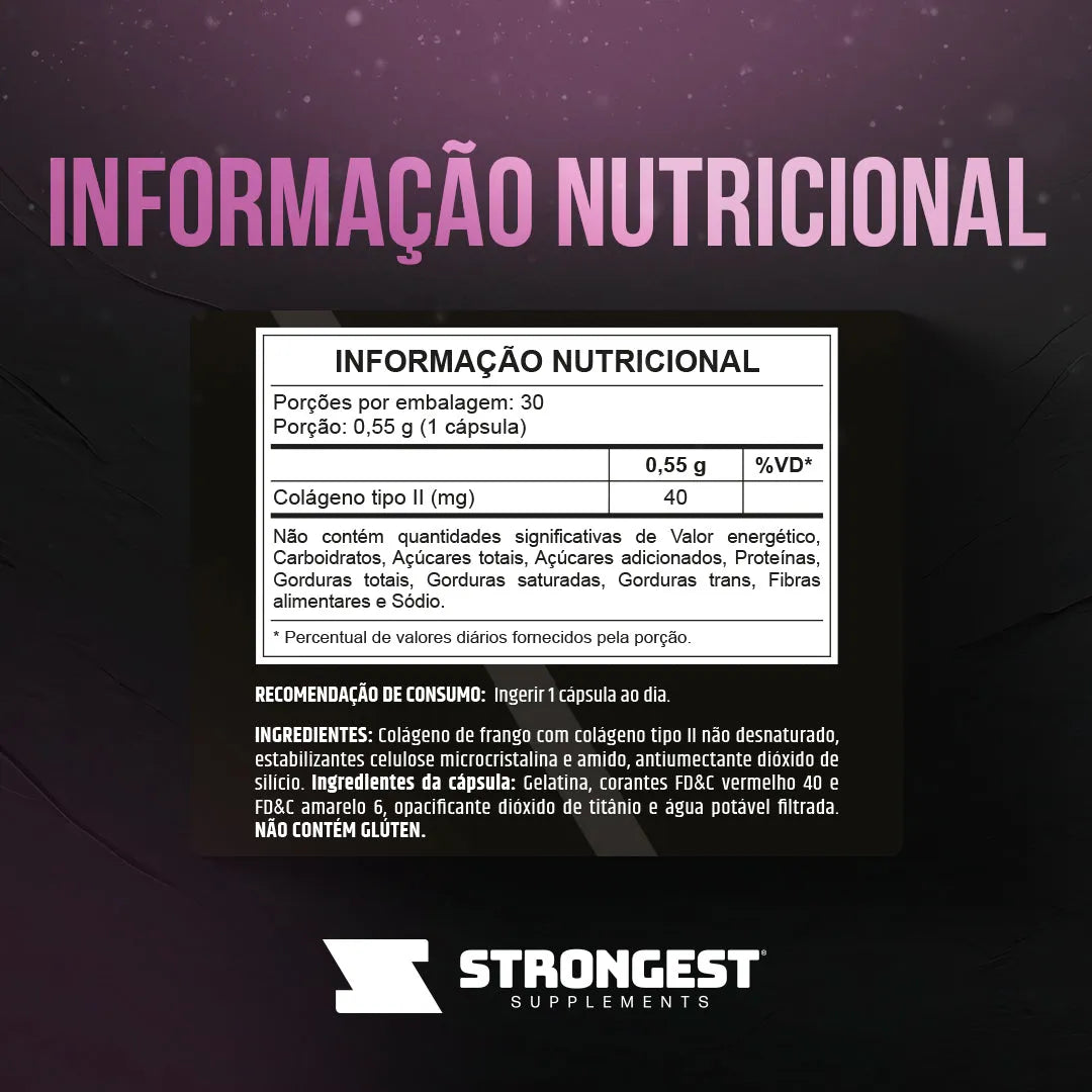 Colágeno Tipo II 40mg 30 Cápsulas