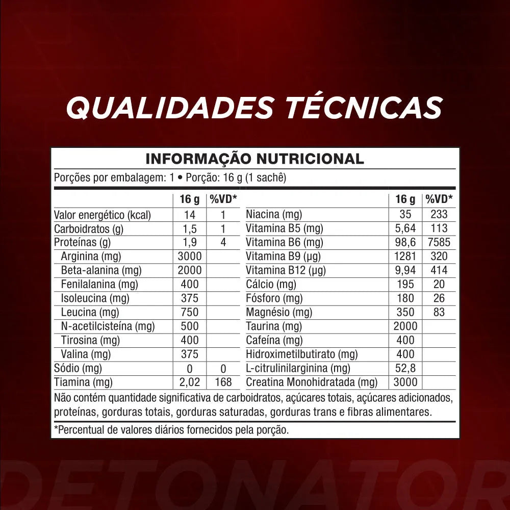 Pré Treino Detonator Sachê 16g Unidade
