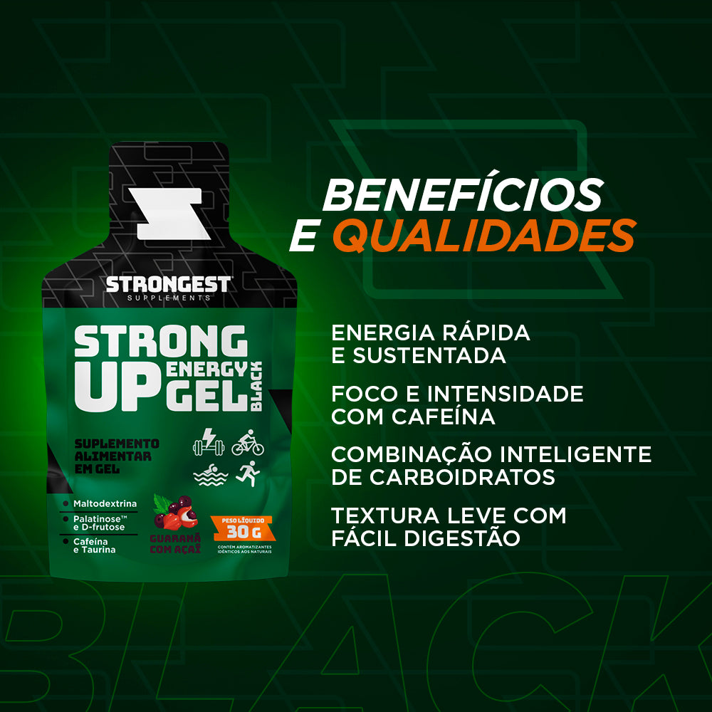 Strong Up Energy Gel Black - Caixa 10 Sachês