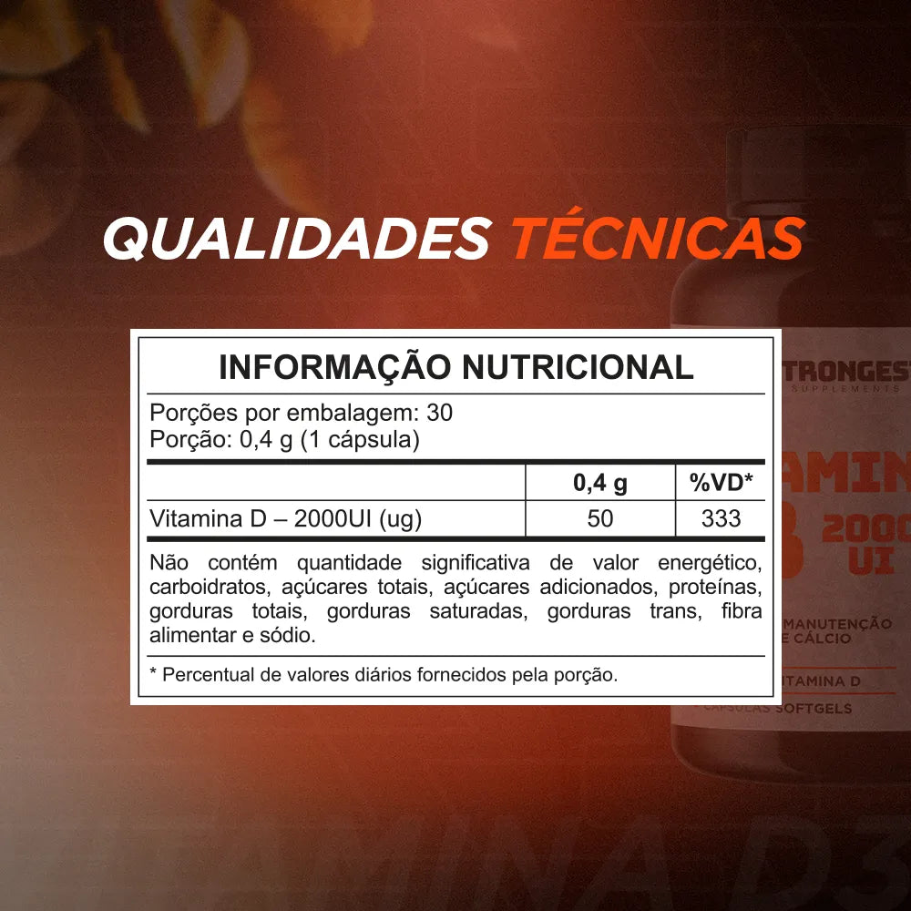 Vitamina D3 2000UI 30 Cápsulas