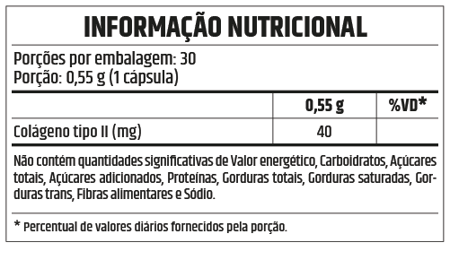 Colágeno Tipo II 40mg 30 Cápsulas