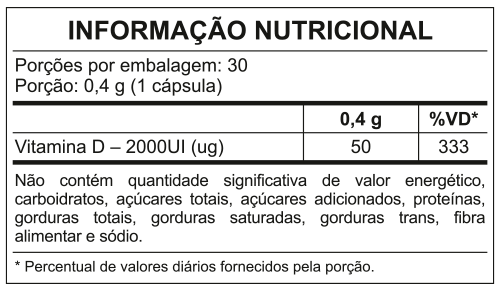 Vitamina D3 2000UI 30 Cápsulas