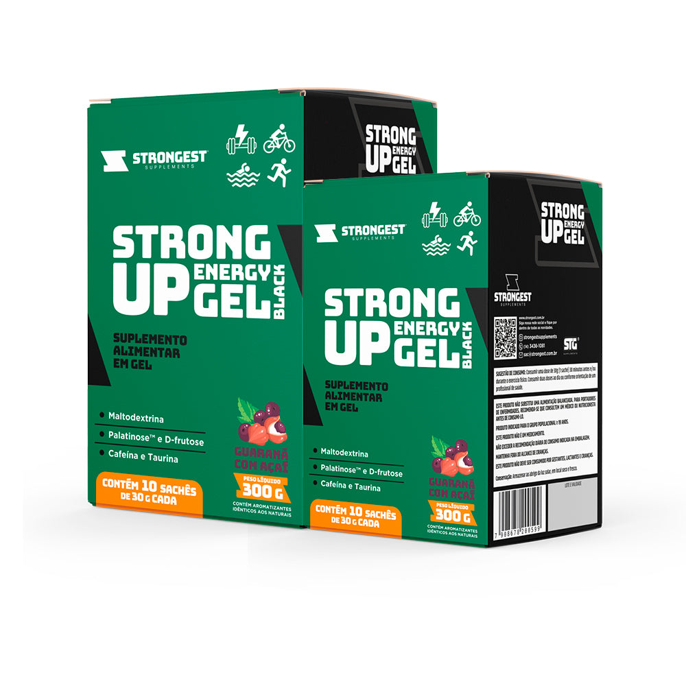 Strong Up Energy Gel Black - Caixa 10 Sachês