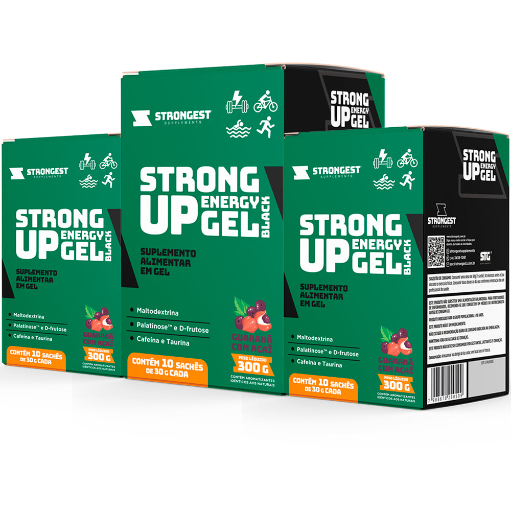 Strong Up Energy Gel Black - Caixa 10 Sachês