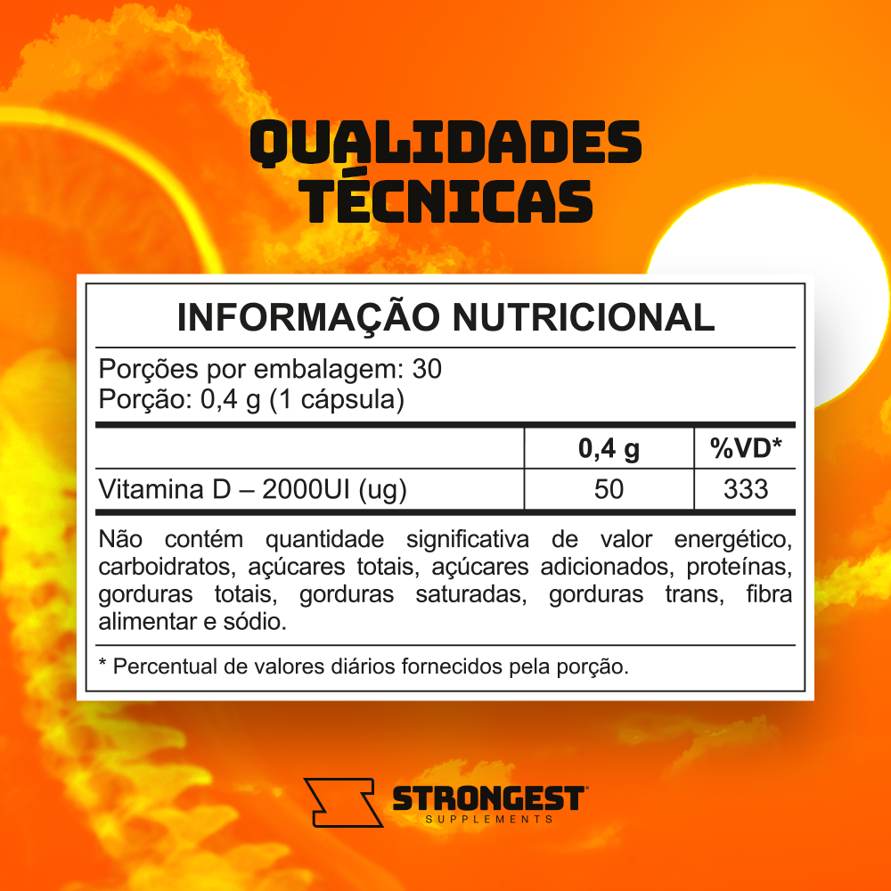Vitamina D3 2000UI 30 Cápsulas